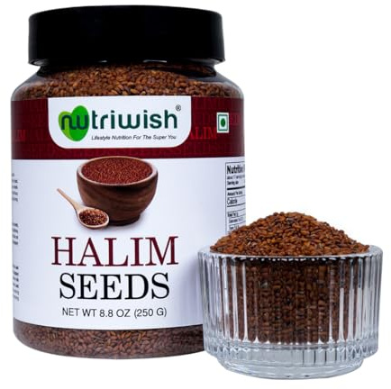 Nutriwish Halim Seed Pure & Natural Garden Cress Safe & Beneficial Aliv Seed Halim Aliv Garden Cress Seeds for Eating No Additives High Protein Snack 250 gm