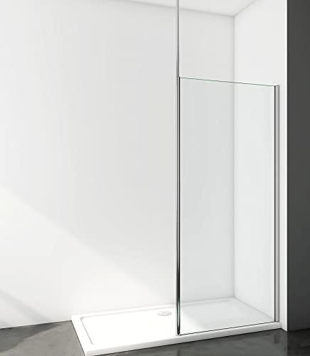 Aica Sanitär Walk in Dusche 85cm Duschabtrennung mit Stabilisierungsstange zu Decke Walkin Duschwand 8mm Nano Klarglas H200cm