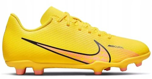 NIKE Little/Big Kids' Multi-Ground Soccer Cleats Jr. Mercurial Vapor 15 Club Fg/Mg, Yellow Strike/Sunset Glow, DJ5958-780, 36.5 EU (4.5Y US)