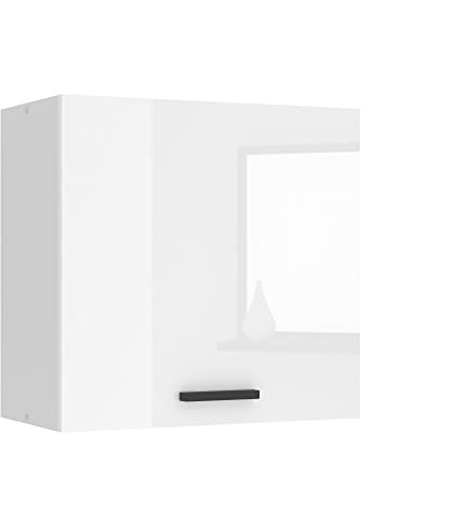 Belini SG - Armadio sospeso da cucina, 60 cm, con 1 anta, pensili da cucina, pensili da parete, bianco lucido