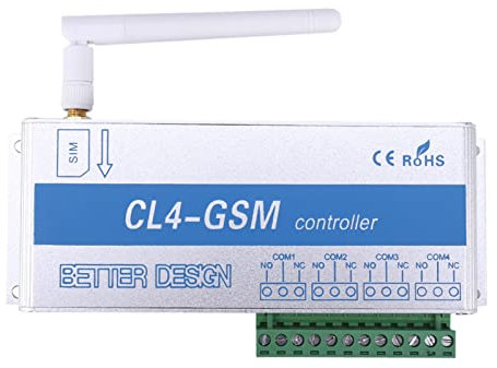 Akozon Wireless Smart, Telecomando Filo gsm SMS Controllo di Chiamata Switch Home Security di Sicurezza Domestica CL4‑gsm EU Plug 220V System 4 canali Telefono Cellulare Interruttore