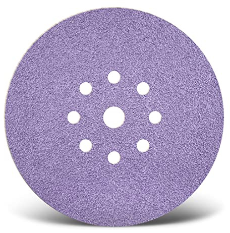 MENZER Purple HD Schleifscheiben 225 mm, 9-Loch (5 Stk.) K120 | f. Trockenbauschleifer, Keramik-Mix, Klettbefestigung