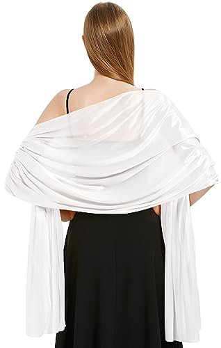 Xnova Stola damen Festlich 200 * 70 cm, Chiffon Schal Shawl Multifunktionstuch Leicht, Elegant übergroßen Schultertuch Chiffontücher für Abendkleid (Weiß)