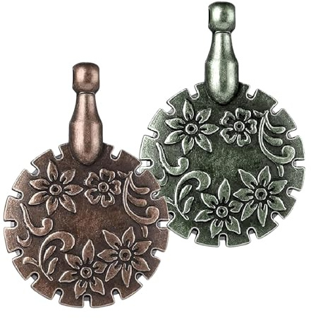 Fizzix 2-Pack Yarn Cutter Pendants - Round, Portable, Safe & Efficient for Knitting & Crochet - Bronze Metal