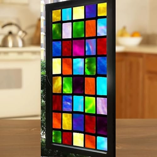Sichtschutzfolie 3D Fensterfolie Glasdekorfolie PVC für Badezimmer Kinderzimmer Küche,Schlafzimmer Wohnzimmer Esszimmer Büro Hotels Klassenzimmer 44.5cmx300cmMehrfarbig