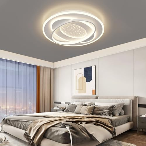LYSDjia LED ceiling light modern creative oval recessed Ceiling Lamp dimmable 44W with remote control indoor white design lighting suitable for living room kitchen bedroom restaurant hall lighting fix