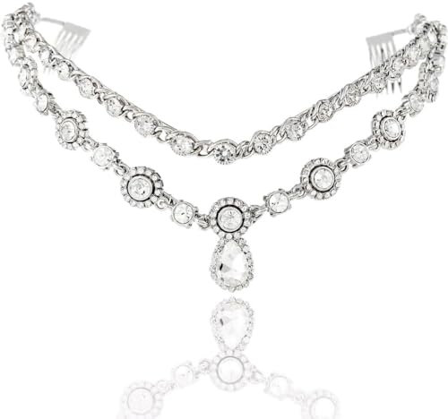 Vakkery Kristall-Hochzeits-Tiara silberfarben Strass Brautkrone Prinzessin Königin Kopfschmuck für Damen