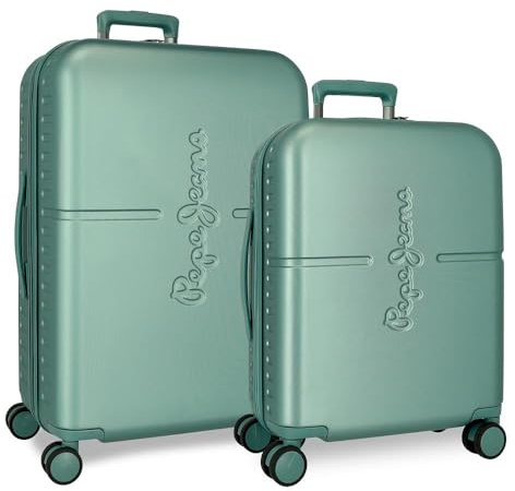 Pepe Jeans Highlight Juego de Maletas Azul 55/70 cms Rígida ABS Cierre TSA Integrado 116L 7,54 kgs 4 Ruedas Dobles Equipaje Mano by Joumma Bags