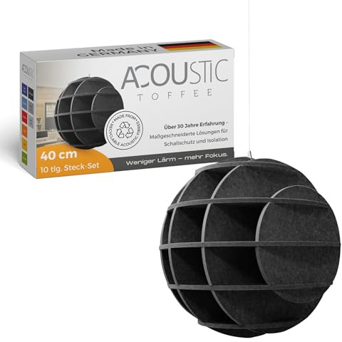 platino24 SATELLITE 3D-Akustik-Objekt Kugel für optimale Raumakustik I Schallabsorber für Decke in innovativem Design I Durchmesser: 40 cm I Recyclebares & anhaltendes Absorber-Element