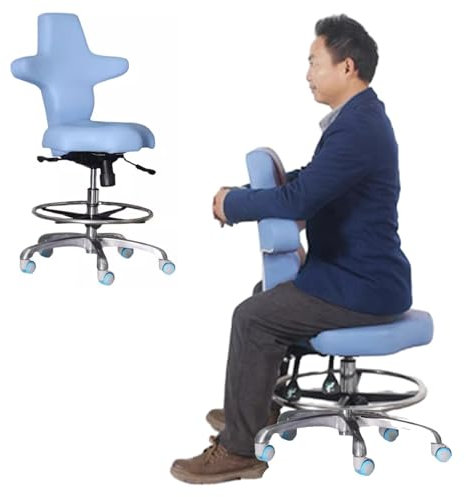ENHEN Sattelhocker Rollhocker Rückenstütze Schwenkhocker Auf Rädern, Einstellbare Pneumatische Rollstühle, Rollstühle, Ergonomische Hilft Den Sattelstuhl für Make -up/Salon