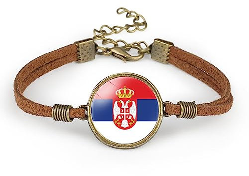 GONMFKM Modisches Samtseil Armband Mit Serbien Flagge Vintage Serbien Flagge, Verstellbares Schwanzketten Armband, Damen Und Herren Flagge, Handgefertigtes Paracord Armband, Paar Flaggen Geschenke,