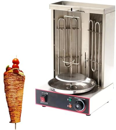 Asador Vertical De Acero Inoxidable, Máquina Eléctrica De Shawarma con Bandeja Recolectora De Aceite, Rotación De 360°, Máquina Automática De Kebab, Equipo De Parrilla De Kebab Sin Humo