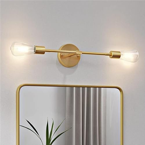 Mengjay Wandleuchte Innen Vintage Wandlampe,2x E27 Wandlampe Wandspot,Leselampe,Kreative Wandleuchte Wandbeleuchtung für Wohnzimmer Schlafzimmer Flur (Gold)