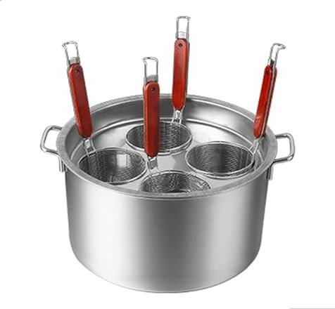 Buokaiw Olla de pasta con colador, juego de inserto de cocina de pasta de acero inoxidable, herramienta de cocina multiollas, juego de ollas de pasta, 4 piezas, olla de acero inoxidable y sartén con