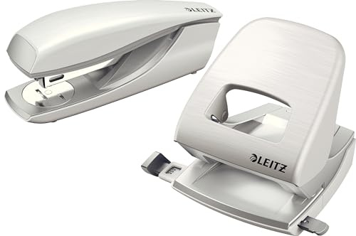 Leitz NeXXt Style Metall Locher + Büroheftgerät 30 Blatt Schreibtisch Bundle (arktik weiß)