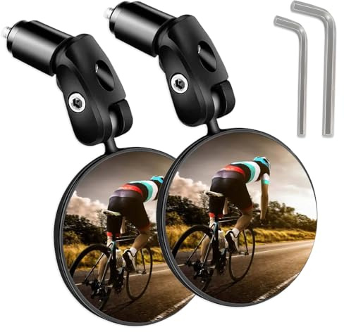 Rétroviseur vélo, Miroir de guidon Rotatif, Universel, Compatible Ø18 mm à Ø22mm, HD Convex Retroviseur Velo, 2Pcs