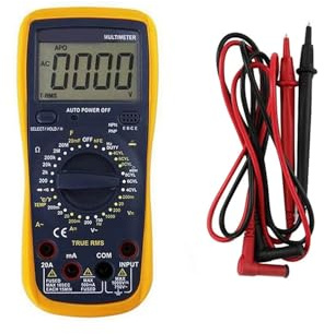 Digitales Multimeter mit Frequenz, Voltmeter, Amperemeter und Ohmmeter, ideal für elektrische Messungen und Diagnosen.