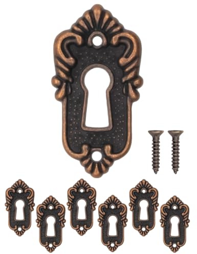 FUXXER® Set di 6 targhette antiche per chiavi e rosette, design vintage in rame