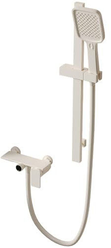BiaoTeng Ensemble Barre de Douche avec Douchette Robinet Baignoire Cascade Murale Chaud et Froid 2 Fonctions Laiton Colonne de Douche avec Mitigeur Blanc