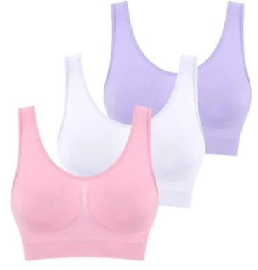 Boolavard 3PCS/Set Seamless Bras for Women Unwired Brassiere No Pads Crop Top Soft Sports Tank Bras Female Sexy Lingerie Vest (UK, Alpha, M, Regular, Regular, Baby Pink White Lilac)
