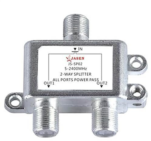 Divisor de antena de TV, divisor de satélite de 2 vías, práctico divisor tipo F, divisor combinado duradero para distribución de señal y conectividad de múltiples dispositivos