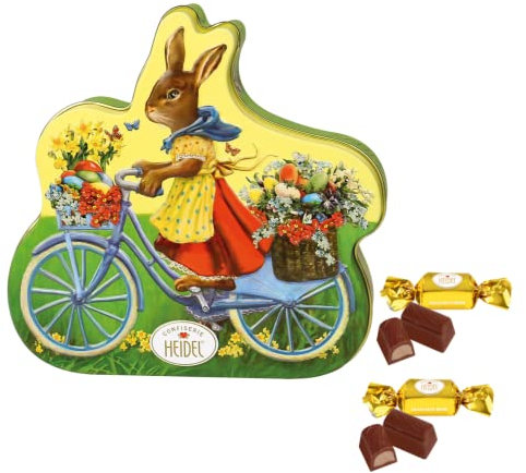 Heidel | Latta Metallo Coniglio Pasqua Bicicletta | Cioccolatini Latte Ripieno Crema | Praline Cioccolato Latte Confezione Regalo