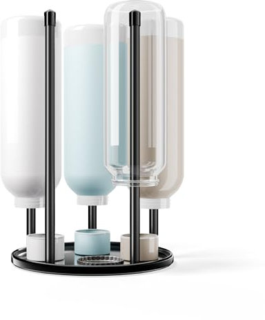 Flaschenhalter für SodaStream - Premium Abtropfhalter aus Keramik Abtropfständer mit Abtropfwanne für 5 SodaStream Crystal | Emil Flaschen Schwarz