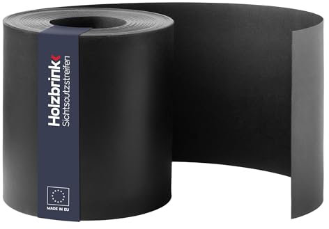 HOLZBRINK Fascia strisce frangivista PP per recinzione | 19 cm x 26 m | Rotolo di nastro per la privacy balcone esterno, giardino esterno | nero (RAL 9005)