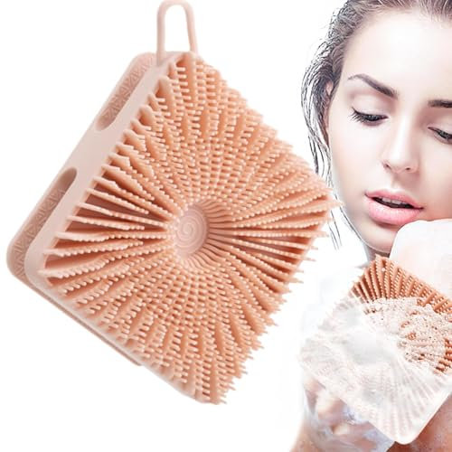 Silicone Shower Scrubber - Double-Sided Silicone Hair Scrubber | 2-in-1 Scalp Massager with Soft Bristles, Shampoo Brush, Showering Loofah for Women Men