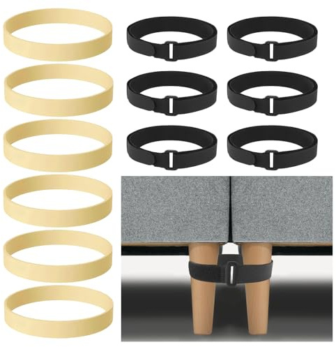 HOWDIA 6 Pack Couch Connectors to Make Sectional Stay, Couch Rubber Bands & Velcro Straps Hooks Keep Sectional from Sliding Apart, Sofa Clips or 3 Piece Modular Sectional Sofa Legs Hold in Place