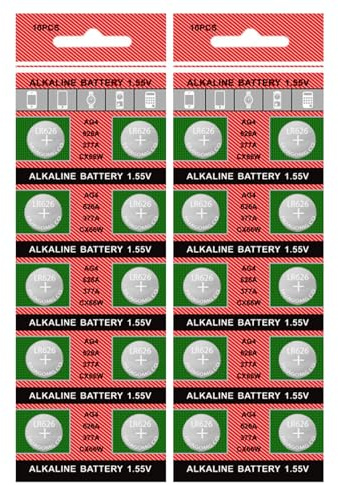 Lot de 20/10 piles bouton AG4 377 LR626 pour montre - Performance fiable - 1,5 V - Pour petits appareils électroniques