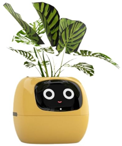 Jrudjsnhhty Maceta Inteligente Ivy, Maceta Pequeña Recargable por USB para Decoración de Interiores, Hace Que Cultivar Plantas Sea Fácil y Divertido, Amarillo