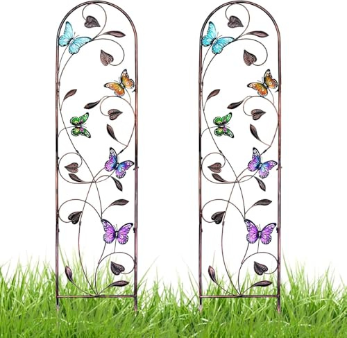 Rankgitter 2er Set, Rankgitter Metall, Rosen Rankgitter, Rankhilfe Garten, Rankobelisk Beschichtetes Metall, Gurkenstütze, Rankspalier für Kletterpflanzen Blume Tomaten Gurken, 152 x 28 cm, Farbig