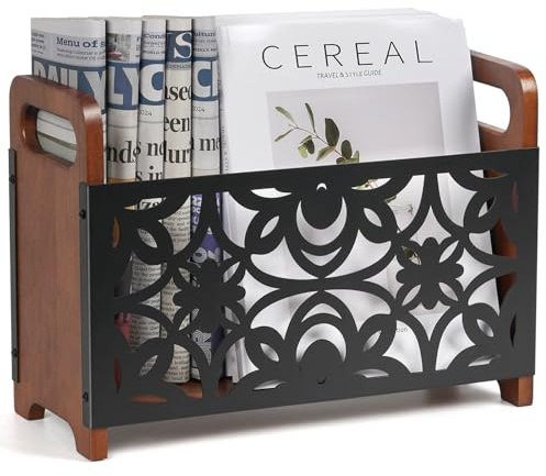 Zeitungsständer modern Zeitschriftensammler Lotusblume Magazinständer | Zeitungshalter Bücherregal Zeitschriftenhalter, Aufbewahrungskorb Magazinsammle für Büro Zuhause 33x24x13cm