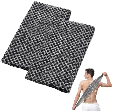 Serviette de douche exfoliante ecovia en fibres de bambou et charbon actif – Accessoire De Bain Exfoliant Doux Pour Eliminer Les Peaux Mortes (2 pièces)