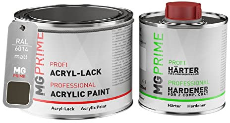 MG PRIME RAL 6014 Gelboliv/Yellow olive Acryl-Lack matt 0,75 Liter / 750 ml Dose inkl. Härter