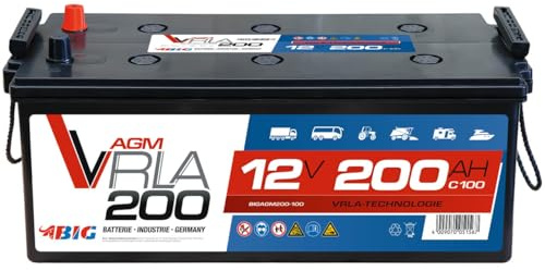 BIG AGM Solarbatterie 12V 200Ah C100 Batterie Versorgung Mover Caravan Boot statt 180Ah