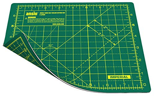 ANSIO Bastel-Schneidematte, selbstheilend, A5, doppelseitig, 5 Schichten – Quilten, Nähen, Sammelalben, Stoff- und Papierarbeiten – imperial/metrisch 8 Zoll x 7 Zoll / 22 cm x 18 cm – Grün/Grün