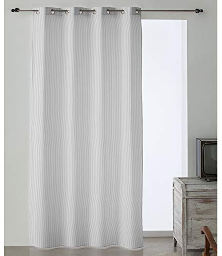 Camatex Lanovenanube - Cortina confeccionada con ollaos Raya - 150x260 cm - Color Gris