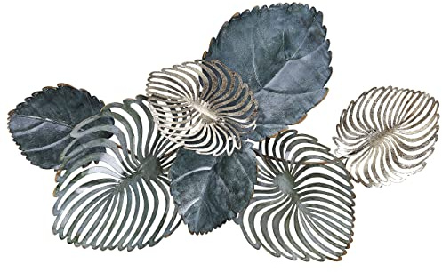 Beliani Wanddekoration Blätter Metall gold/blaugrün einteilig handgemacht Magnesium