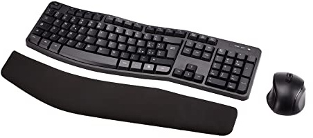 Amazon Basics Set mouse e tastiera wireless ergonomici, Nero, IT Layout