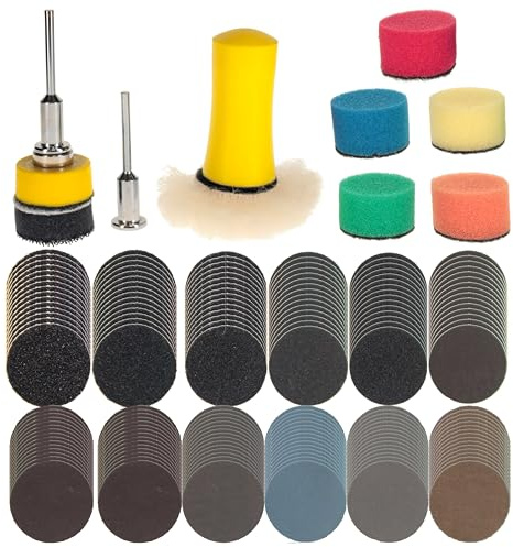 Dura-Gold 191-Piece 1 Micro Sanding & Polishing Set - Includes 180 Sandpaper Discs, 12 Grits From 60 to 10,000, Polishing Pads, Backing Plate - Use Drills, Air Grinders, Rotary Tools - Auto Detailing