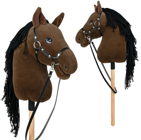 Pink Papaya Hobby Horse Blaze, mit Halfter und Trense, Steckenpferd fürs Hobby Horsing, Pferd zum Reiten für Kinder