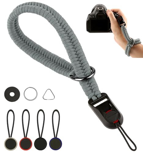 TOKIISHE Kamera Handschlaufe mit 4 Schnellverschluss, Camera Strap Quick Release Verstellbarer Kameragurt für Verschiedene Handgelenke, Ultraleichtes Gewicht Paracord Handschlaufe für SLR DSLR