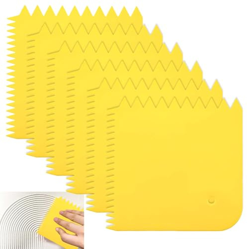 6 PACK Adhesive Spreader, Notched Glue Applicator Kits, Plastic Trowel, Reusable Hardwood Flooring Spreader for Applying Glue Epoxy Resin Putty Plastic Notch Trowel