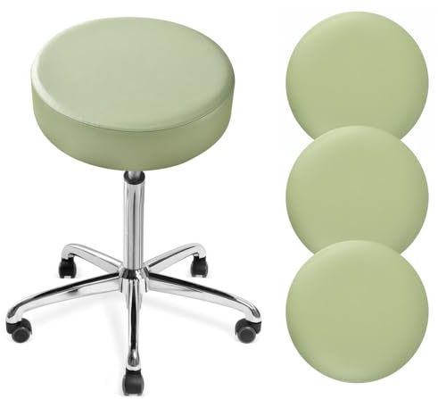 DONGKER Hocker Bezug Rund, 4 Stück PU-Leder Hockerbezug, Durchmesser 30-36cm, Dehnbar Knitterfrei Hocker Rundbezug für den bezug für Barhocker Rund