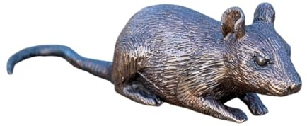 Bronze-Skulptur Maus | 13x4x4cm | Tierfigur aus Bronze | handgefertigt