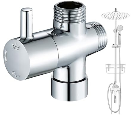 Deviatore soffione doccia – Valvola splitter a 3 vie | deviatore in massiccio per soffione doccia, valvola lavabo da 1/2 pollici, schegge per rubinetto, ricambio per cucina e bagno
