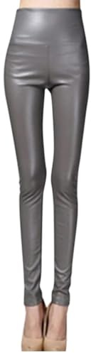 FlutVolt Dam konstläder leggings, läderbyxor, tights, treggings, fuskläder legging, termisk fleece fuskläder leggings, fodrade
