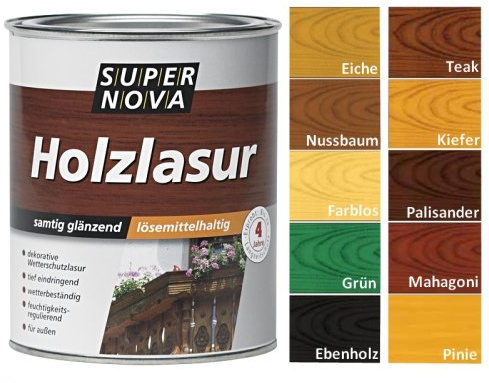 Super Nova Holzlasur sämtig gläzend 750 ml , Farbe:Farblos